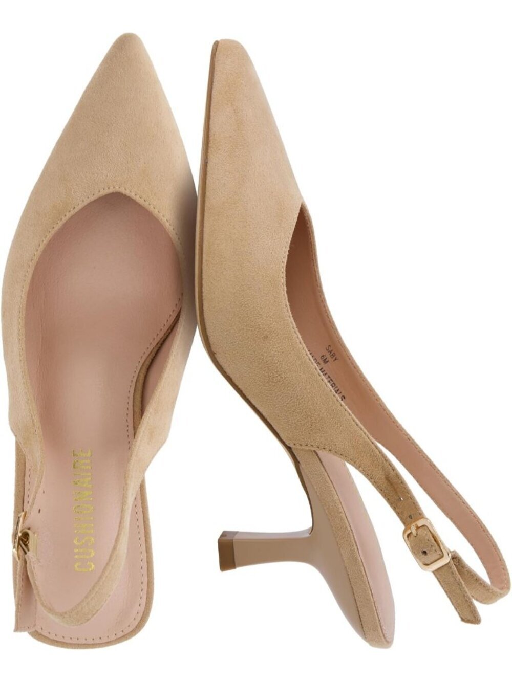Women's Light Tan Microsuede Kitten Heels Pointed Toe Ankle Strap Casual Pumps